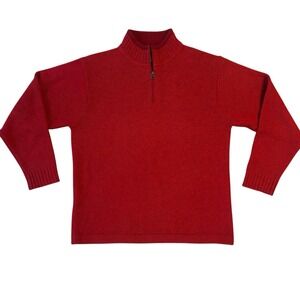Woolrich‎ Sweater Mens Wool Sz Medium Red Quarter Zip Pullover Knit Warm Outdoor